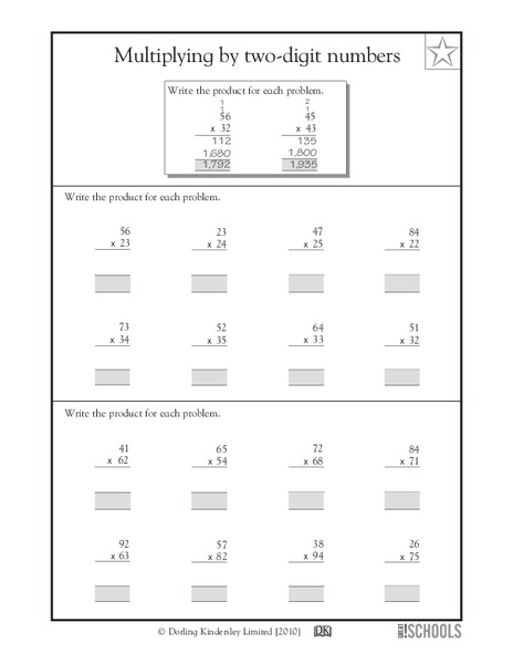 Multiplying by 2-Digit Numbers Worksheet