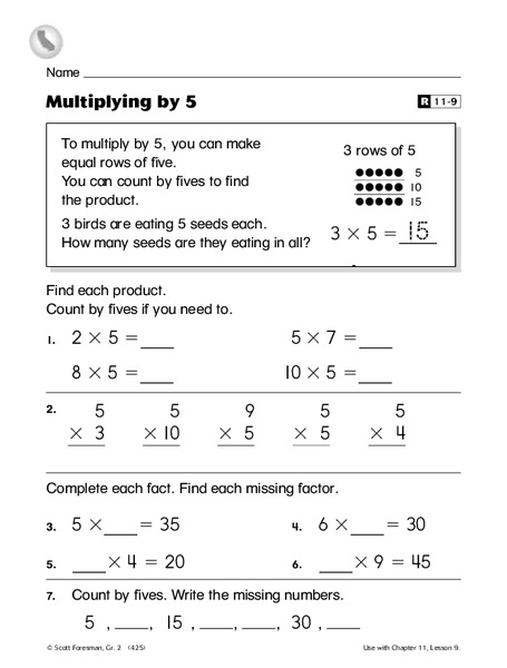 Multiplying by 5 Worksheet