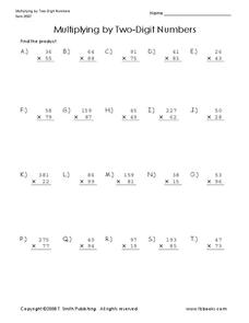 Multiplying by Two-Digit Numbers Worksheet