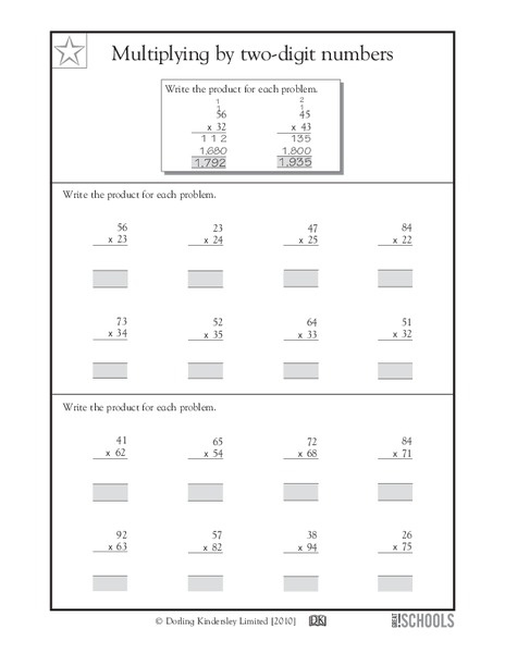 Multiplying by Two-Digit Numbers Worksheet