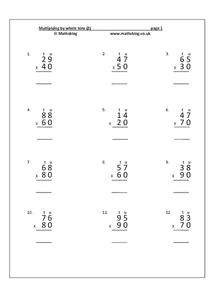 Multiplying by Whole Tens Worksheet