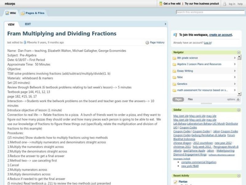 Multiplying Fractions Lesson Plan