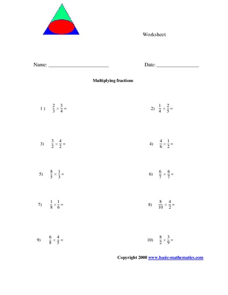 Multiplying Fractions Worksheet