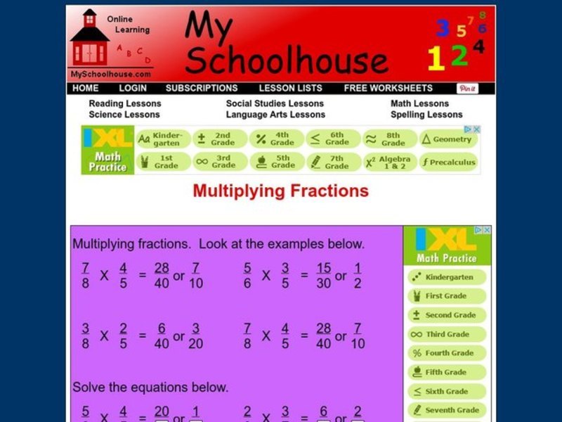 Multiplying Fractions Interactive