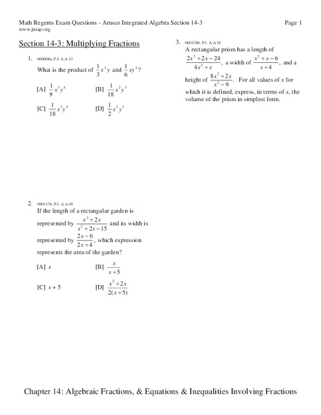 Multiplying Fractions Worksheet