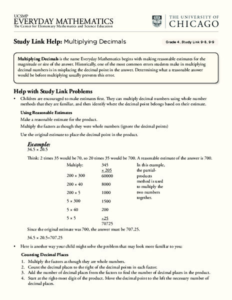 Multiplying Decimals Lesson Plan