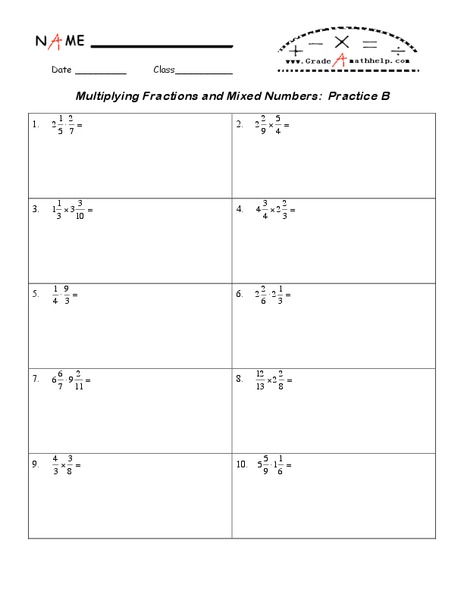 Multiplying Fractions and Mixed Numbers Lesson Plan