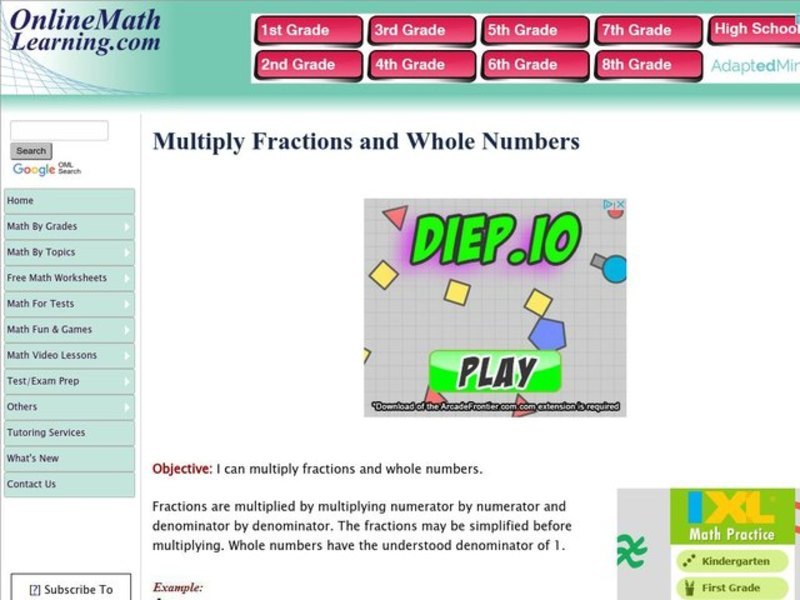Multiplying Fractions and Whole Numbers Interactive