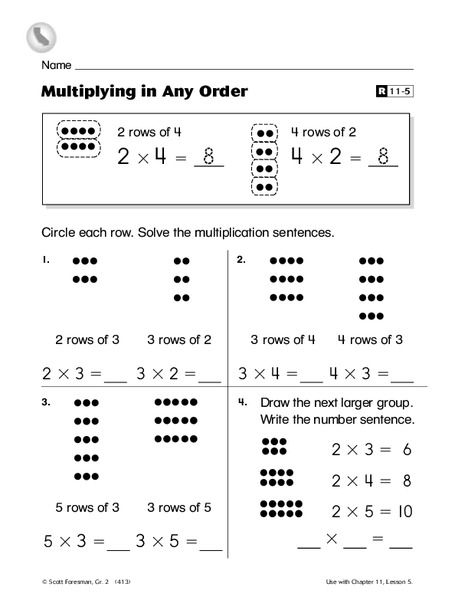 Multiplying in Any Order Worksheet