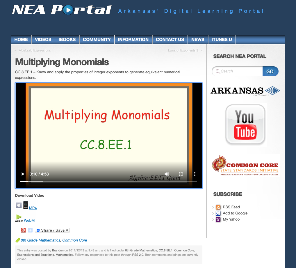 Multiplying Monomials Instructional Video