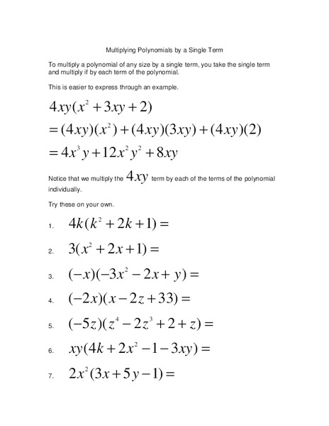 Multiplying Polynomials Lesson Plan