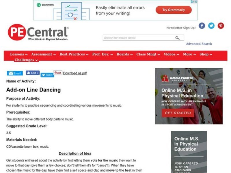 Add-on Line Dancing Lesson Plan