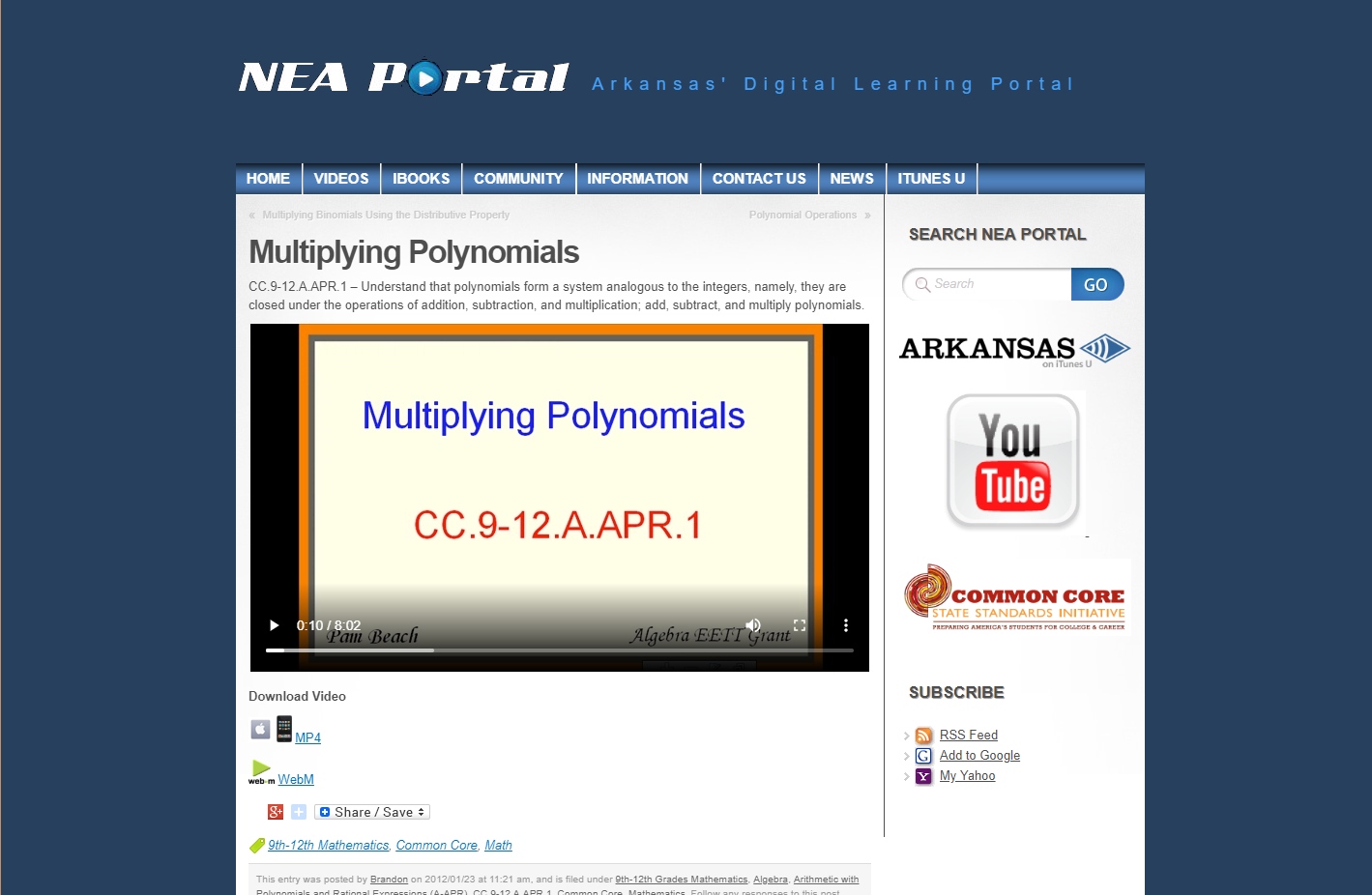 Multiplying Polynomials Instructional Video