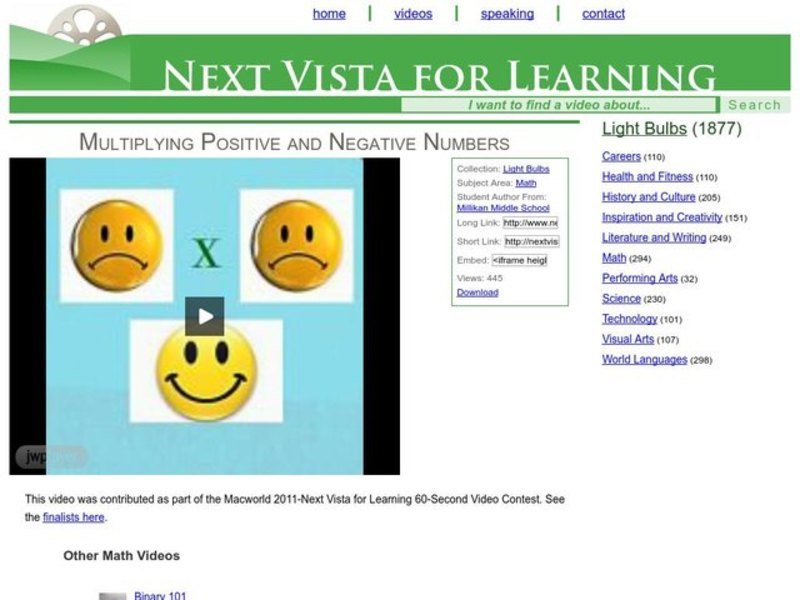 Multiplying Positive and Negative Numbers Instructional Video
