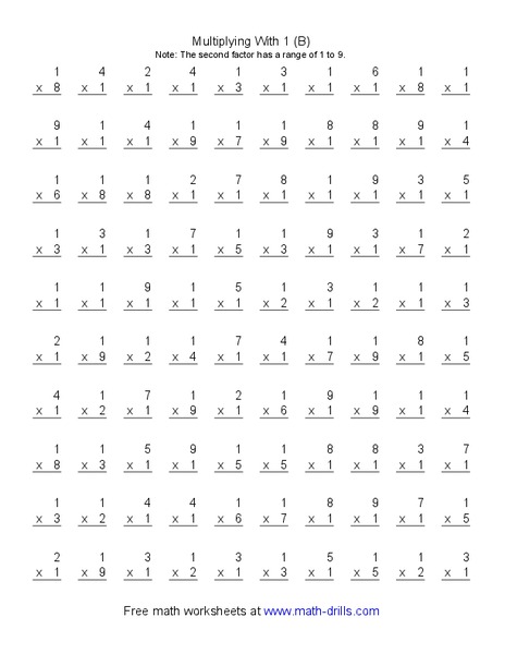 Multiplying With 1 (B) Worksheet