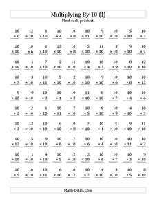 Multiplying With 10 Worksheet