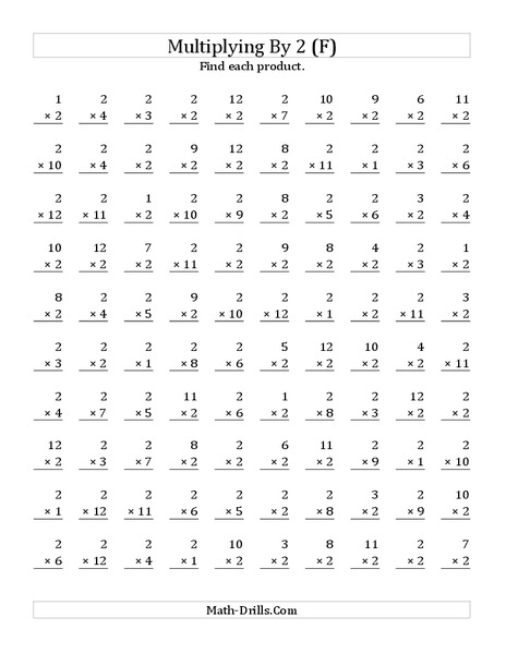 Multiplying With 2 (F) Worksheet