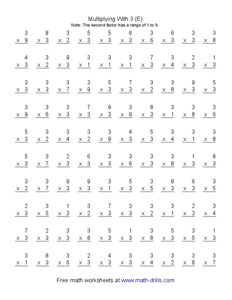 Multiplying with 3 (E) Worksheet