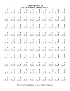 Multiplying With 4 (F) Worksheet