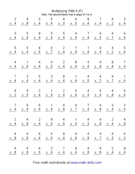 Multiplying With 4 (F) Worksheet