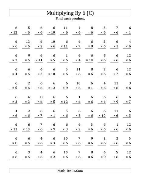 Multiplying With 6 (C) Worksheet