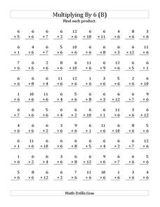 Multiplying with 6 (B) Worksheet