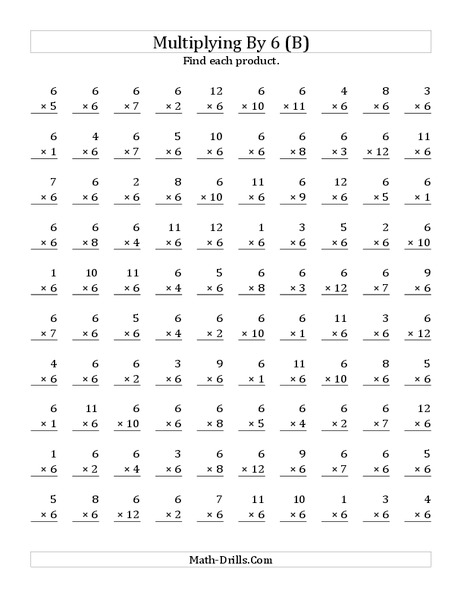 Multiplying with 6 (B) Worksheet