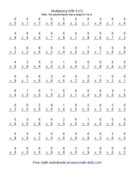 Multiplying With 6 (C) Worksheet