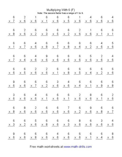Multiplying With 6 (F) Worksheet