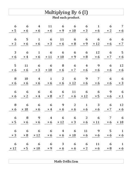 Multiplying With 6 (I) Worksheet
