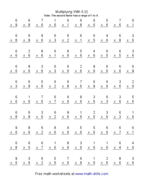 Multiplying With 6 (I) Worksheet