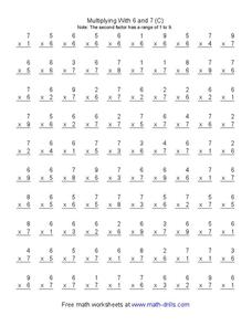 Multiplying With 6 and 7 [C] Worksheet