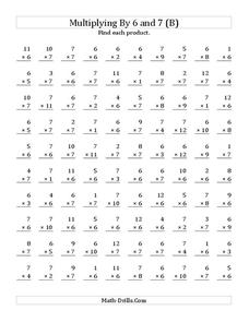 Multiplying With 6 and 7 (B) Worksheet