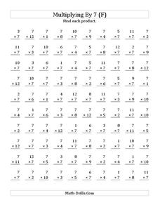 Multiplying With 7 (F) Worksheet