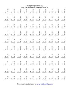 Multiplying With 9 (C) Worksheet