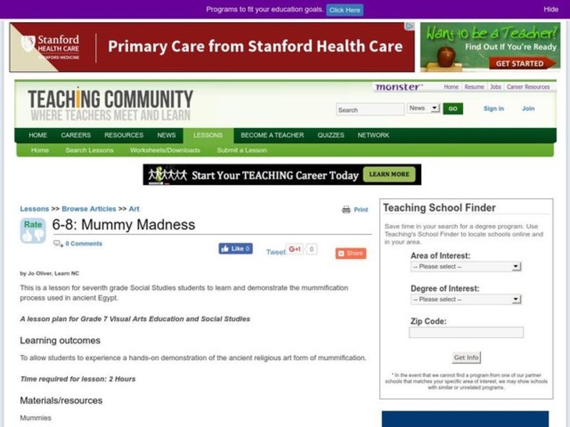 Mummy Madness Lesson Plan