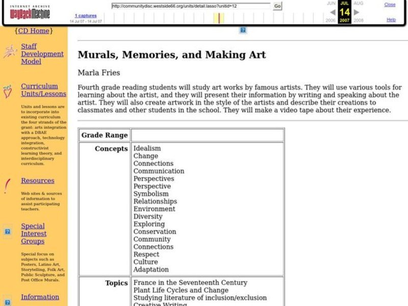 Murals, Memories, and Making Art Lesson Plan