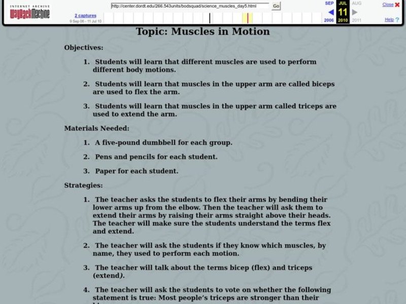 Muscles in Motion Lesson Plan