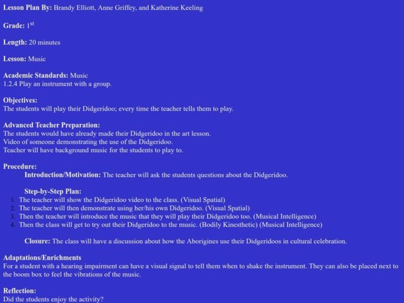 Music Lesson Plan