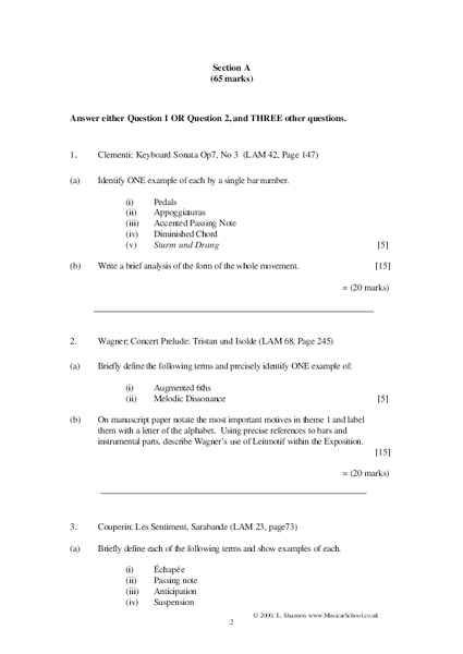 Music History Worksheet