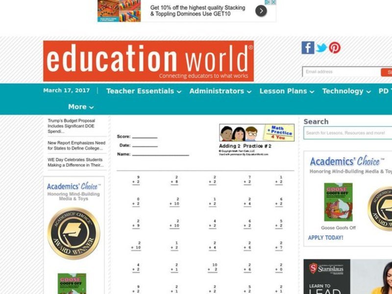 Adding 2 Lesson Plan