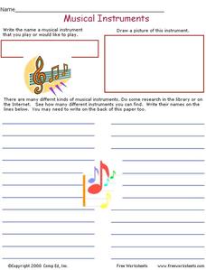 Musical Instruments Worksheet