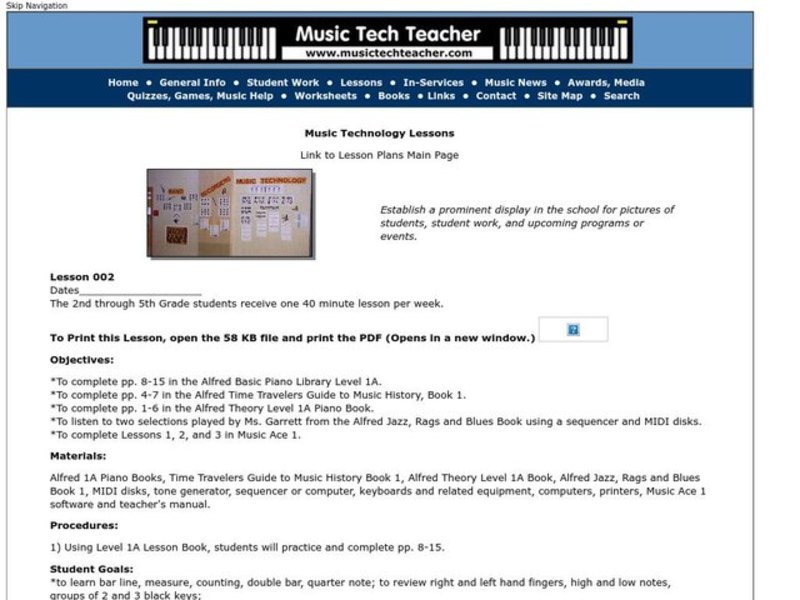 Music Technology Lesson Plan