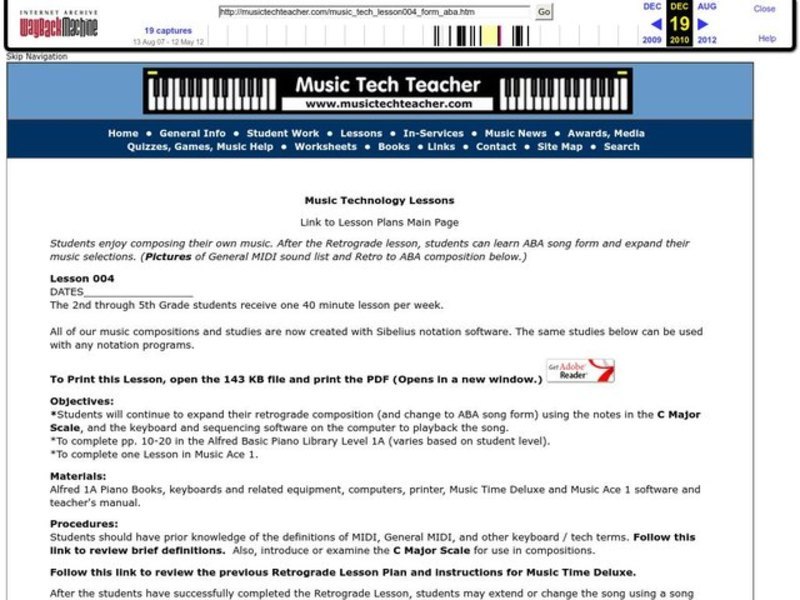 Music Technology Lesson Plan