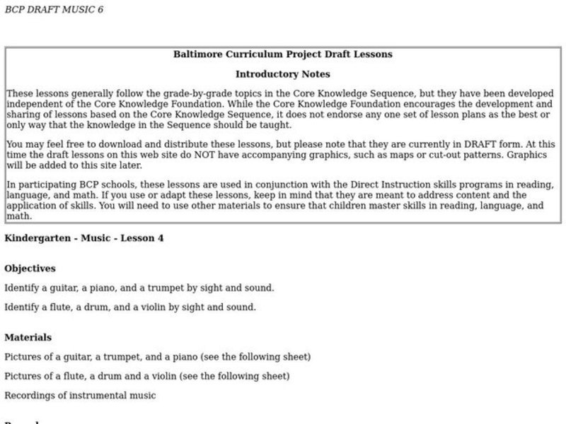 Musical Instruments Lesson Plan