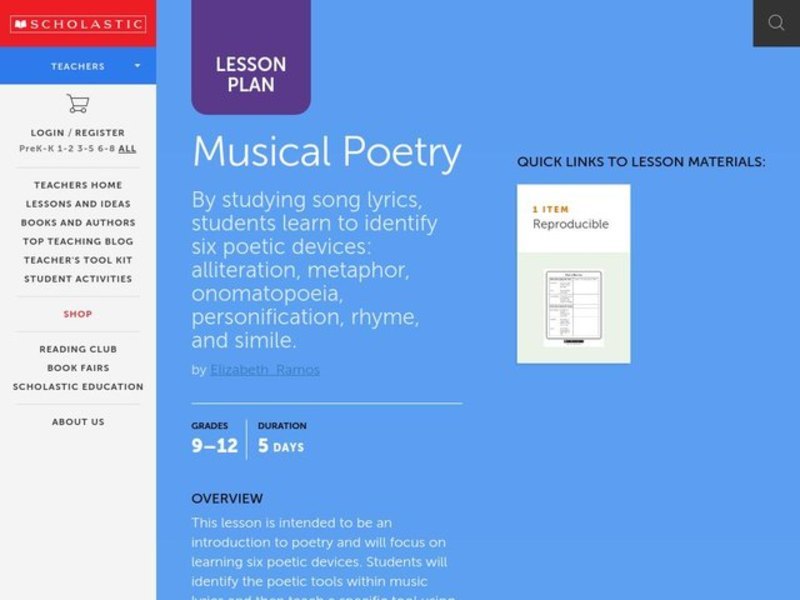 Musical Poetry Lesson Plan