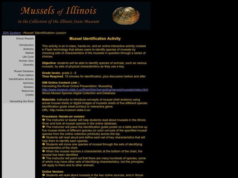 Mussel Identification Activity Lesson Plan