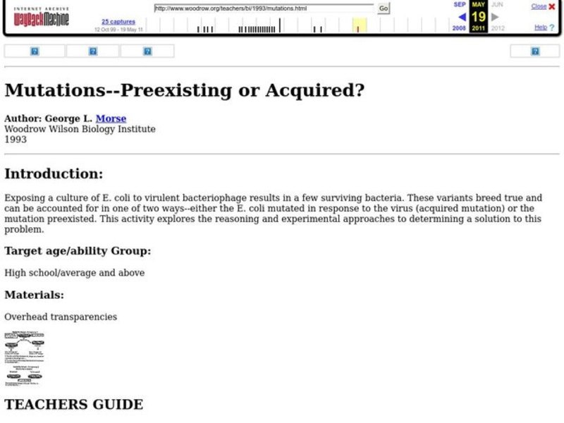 Mutations--Preexisting or Acquired? Lesson Plan