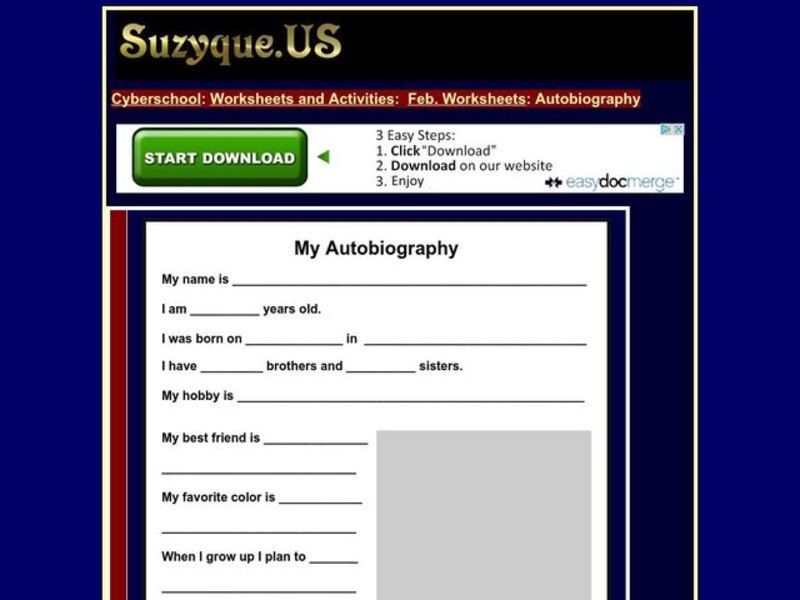 My Autobiography Worksheet