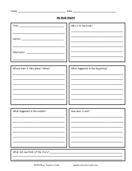 My Book Report Lesson Plan